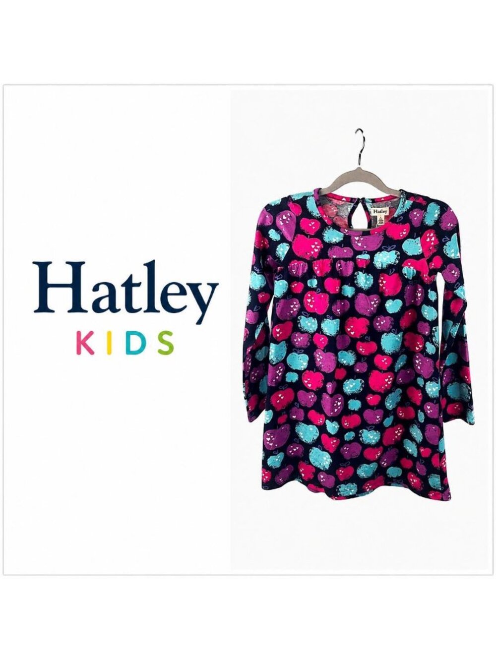 Hatley Kids Apple Print Tunic Dress/ Top  Girls Size 8